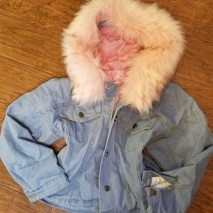 Pink fur jacket